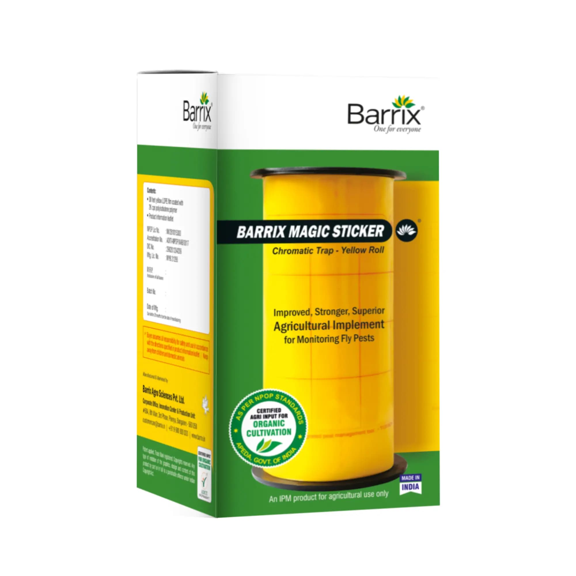 Barrix Magic Chromatic Trap Sticker Roll, Non-Drying, Non-Fading, Non-Dripping. Uses for Organic farms, Open field, Gardens, Nurseries, Orchards.