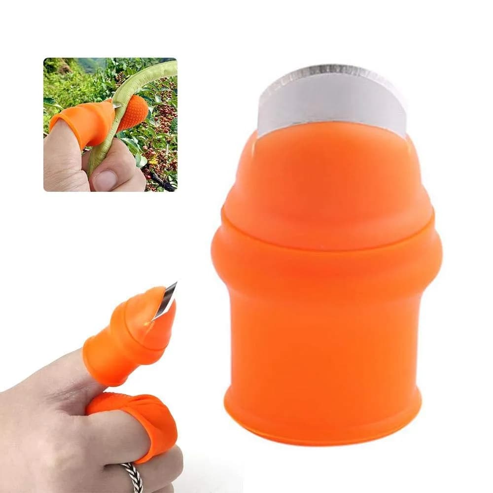 Radhe Premium Silicone Thumb Cutter With Finger Protection, Plucking Device For Cutting Vegetable and Fruit Scraper (Pack of 5) - Image 6