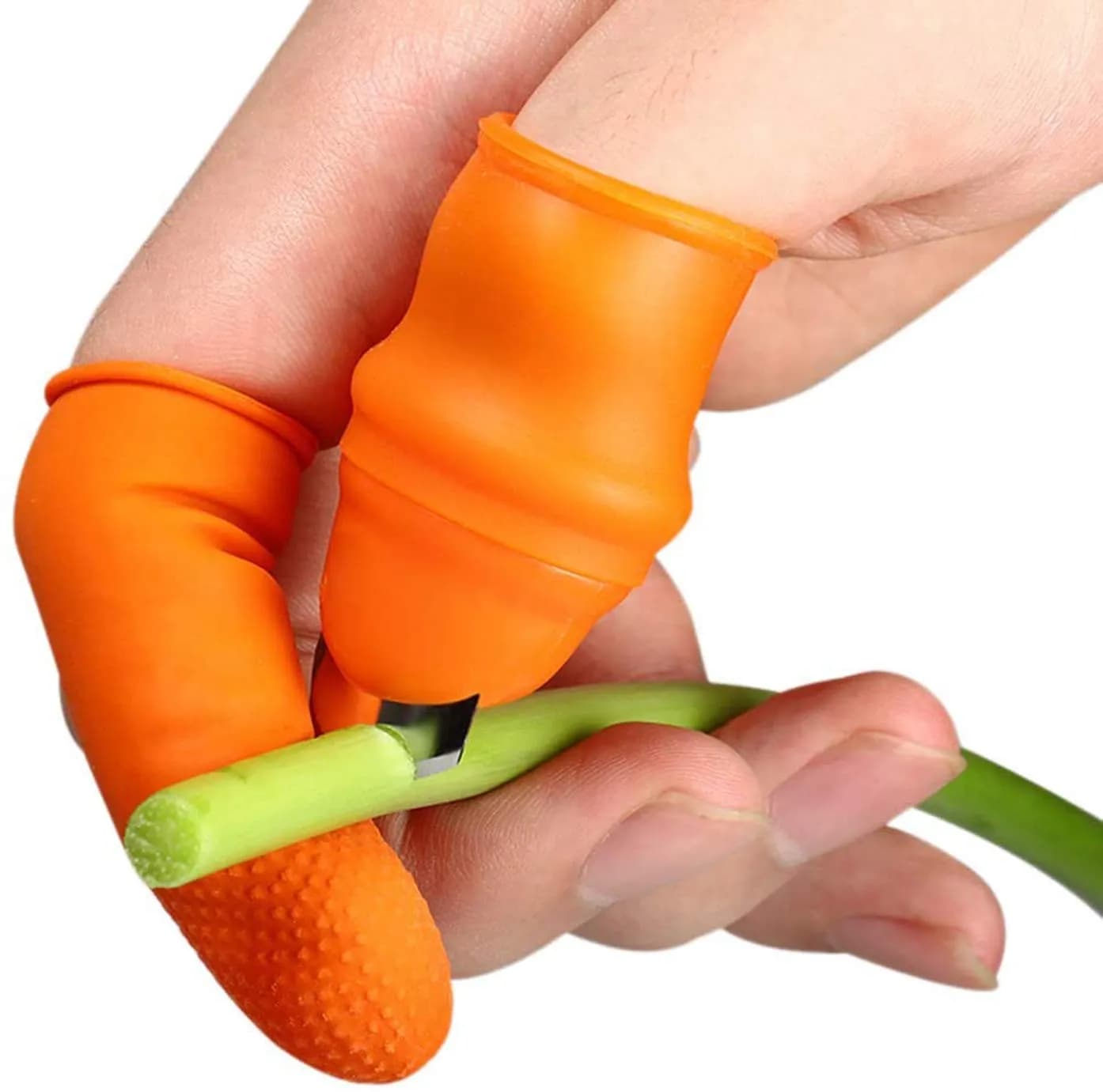 Radhe Premium Silicone Thumb Cutter With Finger Protection, Plucking Device For Cutting Vegetable and Fruit Scraper (Pack of 5) - Image 4